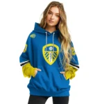 Personalized Leeds United Striped Sleeves Blue Hoodie Best Selling