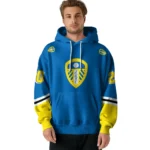 Personalized Leeds United Striped Sleeves Blue Hoodie Best Selling
