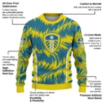 Personalized Leeds United Swirl Flow Blue Sweater Best Selling