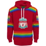 Personalized Liverpool Rainbow Stripes Red Hoodie Best Selling