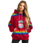 Personalized Liverpool Rainbow Stripes Red Hoodie Best Selling