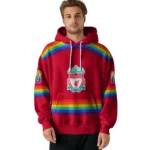 Personalized Liverpool Rainbow Stripes Red Hoodie Best Selling