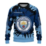 Personalized Manchester City Burst Swirl Sky Blue Sweater Best Selling