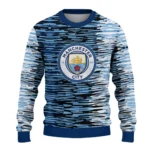 Personalized Manchester City Camouflage Stripe Sky Blue White Sweater Best Selling