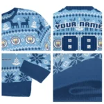 Personalized Manchester City Christmas Designs Sky Blue Sweater Best Selling