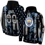 Personalized Manchester City Distressed Flag Sky Blue Black Hoodie Best Selling