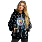 Personalized Manchester City Distressed Flag Sky Blue Black Hoodie Best Selling