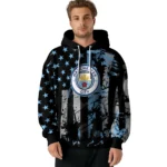 Personalized Manchester City Distressed Flag Sky Blue Black Hoodie Best Selling