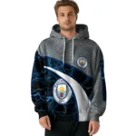 Personalized Manchester City Hexagonal Mesh Sky Blue Black Gray Hoodie Best Selling