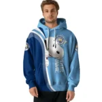Personalized Manchester City Peeking Snoopy Sky Blue Hoodie Best Selling