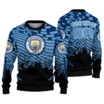 Personalized Manchester City Pixel Flow Sky Blue Black Sweater Best Selling