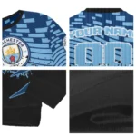 Personalized Manchester City Pixel Flow Sky Blue Black Sweater Best Selling