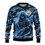 Personalized Manchester City Skull Horde Sky Blue Sweater Best Selling