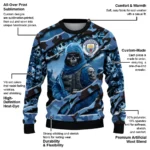 Personalized Manchester City Skull Horde Sky Blue Sweater Best Selling