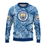 Personalized Manchester City Streak Overlay Sky Blue Sweater Best Selling