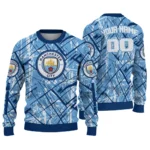 Personalized Manchester City Streak Overlay Sky Blue Sweater Best Selling