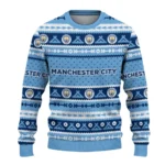 Personalized Manchester City Tent Stripes Sky Blue White Sweater Best Selling