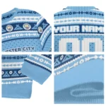Personalized Manchester City Tent Stripes Sky Blue White Sweater Best Selling
