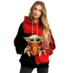 Personalized Manchester United Baby Yoda Red Black Hoodie Best Selling