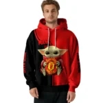 Personalized Manchester United Baby Yoda Red Black Hoodie Best Selling