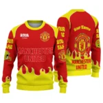 Personalized Manchester United Flame Border Red Sweater Best Selling