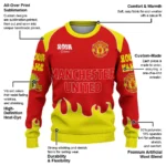 Personalized Manchester United Flame Border Red Sweater Best Selling