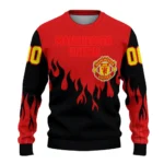 Personalized Manchester United Flame Outline Red Black Sweater Best Selling