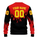 Personalized Manchester United Flame Outline Red Black Sweater Best Selling