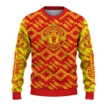Personalized Manchester United Lattice Gridwork Red Sweater Best Selling
