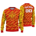 Personalized Manchester United Lattice Gridwork Red Sweater Best Selling