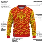 Personalized Manchester United Lattice Gridwork Red Sweater Best Selling