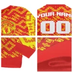 Personalized Manchester United Lattice Gridwork Red Sweater Best Selling