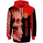 Personalized Manchester United Skull Motif Red Black Hoodie Best Selling