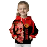 Personalized Manchester United Skull Motif Red Black Hoodie Best Selling