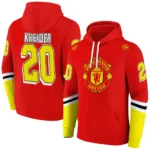 Personalized Manchester United Striped Sleeves Red Hoodie Best Selling