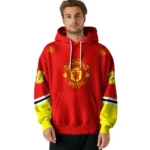 Personalized Manchester United Striped Sleeves Red Hoodie Best Selling