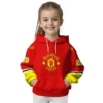 Personalized Manchester United Striped Sleeves Red Hoodie Best Selling