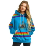 Personalized Newcastle United Rainbow Stripes Blue Hoodie Best Selling