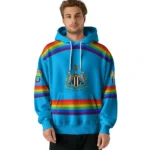 Personalized Newcastle United Rainbow Stripes Blue Hoodie Best Selling