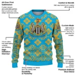 Personalized Newcastle United Snowflake Matrix Blue Sweater Best Selling