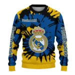 Personalized Real Madrid Burst Swirl Yellow Sweater Best Selling