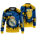 Personalized Real Madrid Burst Swirl Yellow Sweater Best Selling