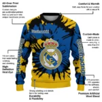 Personalized Real Madrid Burst Swirl Yellow Sweater Best Selling