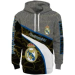 Personalized Real Madrid Hexagonal Mesh Yellow Black Gray Hoodie Best Selling