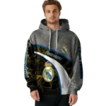 Personalized Real Madrid Hexagonal Mesh Yellow Black Gray Hoodie Best Selling