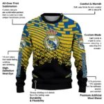 Personalized Real Madrid Pixel Flow Yellow Black Sweater Best Selling