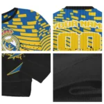 Personalized Real Madrid Pixel Flow Yellow Black Sweater Best Selling