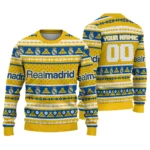 Personalized Real Madrid Tent Stripes Yellow White Sweater Best Selling