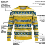 Personalized Real Madrid Tent Stripes Yellow White Sweater Best Selling
