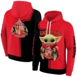 Personalized Sunderland Baby Yoda Red Black Hoodie Best Selling